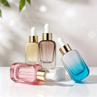 Flacon compte-gouttes de luxe en verre ambré brun de 30 ml pour sérum de soin de la peau, avec bouchon compte-gouttes blanc, fond épais et emballage