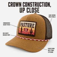 Casquette de baseball unisexe respirante en maille avec broderie personnalisée style western cowboy et corde, casquette trucker snapback pour activités de plein air