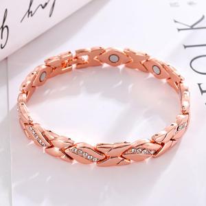Unisex Magnetic <b>Bracelet</b> Zinc Alloy Leaf Pattern Rhinestone Inlay Fashion <b>Bangle</b> Energy Jewelry - Product Image 1