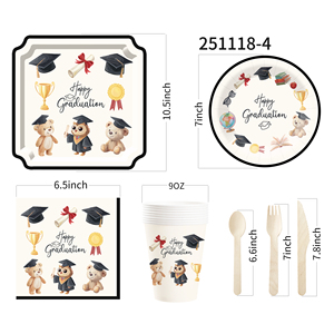 Platos, Vasos y Servilletas con Temática de Graduación DAMAI, Platos de Papel Desechables para Graduación, Artículos de Fiesta, Decoraciones, para 8 Personas - Product Image 5