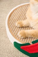 Lit pour chat moderne en laine de Noël avec tapis à gratter, tunnel en feutre, maisonnette, bonhomme de neige mignon, pantoufle verte, style Noël