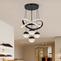 Lustre suspendu moderne en forme d'anneau LED, design de lustre circulaire en aluminium de luxe pour hall d'hôtel, escalier de villa, vente en gros d'usine