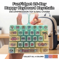 Porte-clés Fidget Toy Clavier 26 touches personnalisé, motif dessin animé mignon, sensoriel anti-stress, pendentif de sac, cadeau d'anniversaire pour enfants, cadeau d'entreprise