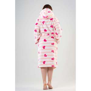 Peignoir pour femme XXL, doux, à capuche, manches longues, avec poches, logo personnalisé, respirant, style décontracté pour la maison, hiver, taille unique - Product Image 1