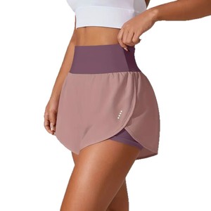 Falda pantalón deportiva 2 en 1 de cintura alta para mujer, de secado rápido, con pantalón corto interior, logotipo personalizado, para tenis, golf, entrenamiento y running - Product Image 4