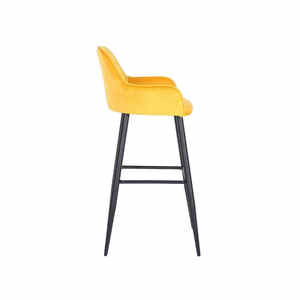 Partner-<span class=keywords><strong>taburete</strong></span> de Bar de terciopelo, patas de Metal, <span class=keywords><strong>encimera</strong></span> de <span class=keywords><strong>cocina</strong></span>, Taburetes de Bar de lujo con reposabrazos, color amarillo - Product Image 2