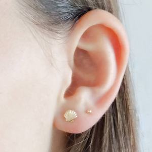 Milskye फैशनेबल 14kGold मढ़वाया आभूषण 925 स्टर्लिंग चांदी मिनी खोल अद्वितीय स्टड कान की बाली - Product Image 3