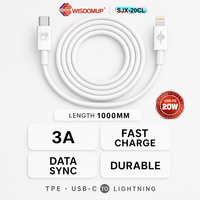 Kabel Data Pengisian Cepat PD 20W 3A Sinkronisasi Data Kecepatan Tinggi TPE Tembaga Berlapis Timah Tipe C ke 8 Pin untuk Perangkat IOS