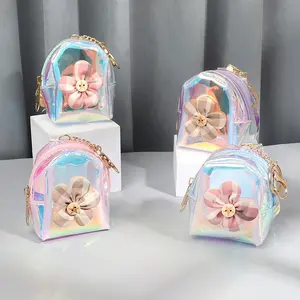 OEM-Mini bolso transparente de PVC personalizado para niños, cartera con mango bonito, monedero con tarjeta de identificación, bolsillo con cremallera