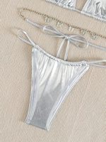 Maillots de bain sexy pour femmes 2025, bikinis en cuir brillant, tanga extrêmement sexy, mini micro string, ensemble de bikini à paillettes pour la plage