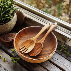 Unique Polished <b>Wooden</b> Classic Eco-Friendly 3-<b>Piece</b> Dough Serving Bowl Hot Seller Wholesale for Salad - Product Image 3