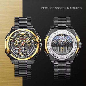 OUPINKE – montre-bracelet squelette pour hommes, en acier inoxydable 316, étanche à 50m, montre mécanique automatique originale, date lumineuse, montre pour homme - Product Image 2