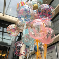 Ballon Flottant Rond Transparent Effet Vague 20 Pouces, Édition Stretch, Imprimé Arc-en-ciel Dessin Animé, pour Fête d'Anniversaire et Décoration de Confession