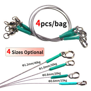 <span class=keywords><strong>Fil</strong></span> <span class=keywords><strong>de</strong></span> pêche en acier inoxydable 7*7 brins avec émerillon à roulement et clip, tube thermorétractable, corde <span class=keywords><strong>de</strong></span> pêche en acier, <span class=keywords><strong>fil</strong></span> anti-morsure - Product Image 2