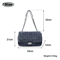 Sac à bandoulière matelassé en jean délavé, grande capacité, style vintage, sacoche bandoulière, personnalisation OEM légère du logo