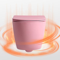 WC mural monobloc en céramique rose de style moderne avec siphon en P, sans bride, pour salle de bain, équipement sanitaire