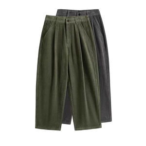 Pantalon large en velours côtelé de 9 pouces pour homme, tendance rétro japonaise, ample et décontracté - Product Image 1