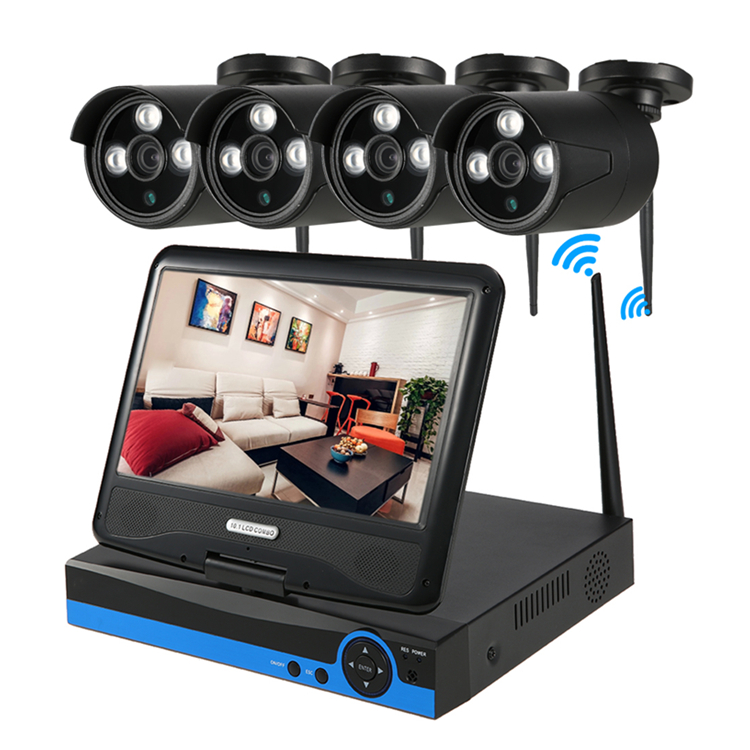 Водонепроницаемая беспроводная IP-камера Jianvision, 4 канала, HD, 4 шт., 1080P, 10,1 МП, комплект видеорегистратора с Wi-Fi и ЖК-монитором дюйма