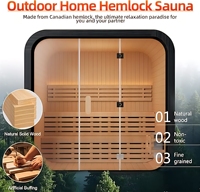 Sauna Eléctrica de Madera Maciza de Cedro Rojo de Lujo para Exteriores con Exterior Negro para 2-4 Personas