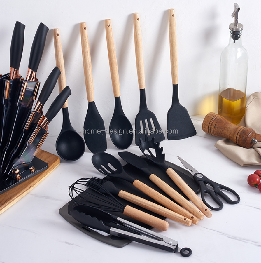 19pcs Silicone Non-Stick Kitchen Utensil Set with Handle Including Spatula and Spoon Essential Cooking Tools for Knife Sets · image 3