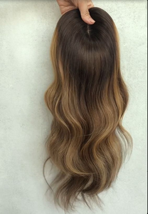 Toppers de cheveux humains de qualité supérieure, cheveux européens bruts, base en soie, mèches blondes, nœuds invisibles, clips pour cheveux, postiches - Product Image 5