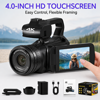 Caméscope DV 4K avec capteur CMOS 64MP, suivi du visage, zoom optique 20X, écran tactile 4,0 pouces, Wi-Fi et lumière d'appoint à griffe porte-accessoire