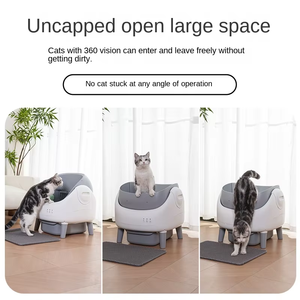 Toilette pour animaux de compagnie haut de gamme, autonettoyante, entièrement automatique, à entrée par le haut, anti-éclaboussures, désodorisante, avec contrôle intelligent par application, bac à litière pour chat - Product Image 5