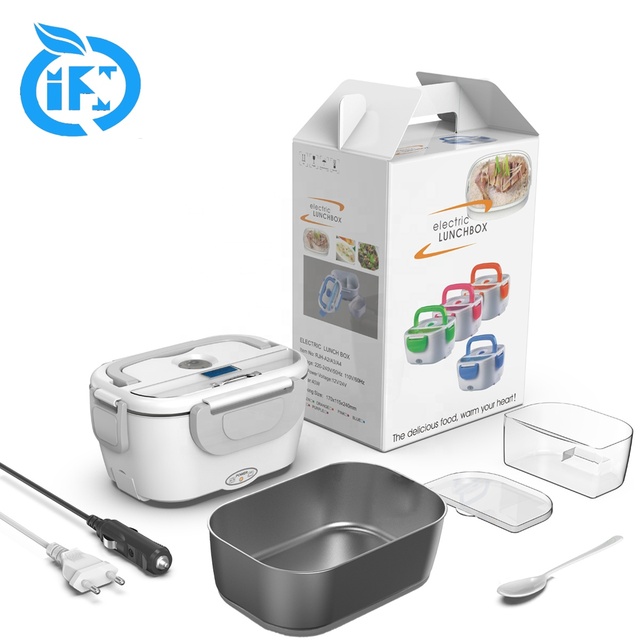 12v/24v/220v/110v  Electric Food Warmer 2 in 1 Heating Lunch Box 304 Stainless Steel Liner 1.5 L Car Tuck Electric Lunch Box