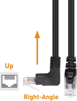 Cable Ethernet RJ45 en Ángulo Recto de 90 Grados Ufriend, Cat6/Cat5e, Alta Velocidad 10Gbps, LAN, Cobre Trenzado, Negro, Longitud Personalizada