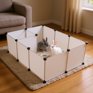 Parc de jeu portable en plastique blanc de grande taille pour petits animaux, chenil pour chiots, facile à monter et à déplacer - Product Image 2