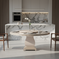 Ensemble de table à manger Caracole Adela au design industriel moderne, en bois massif, hauteur réglable, 6 places, pour la salle à manger à domicile