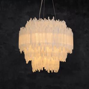 Moderno estilo americano último lujo gran techo redondo rectángulo Brasil Piedra Natural rocas cuarzo selenita araña - Product Image 5