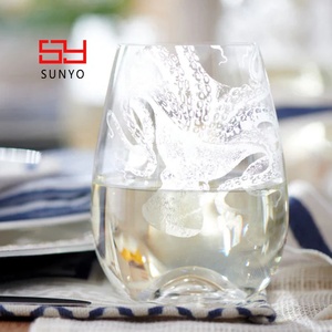 <span class=keywords><strong>Verre</strong></span> à vin blanc sans pied personnalisé fait main en cristal sans plomb de haute qualité, ultra fin, givré, avec impression intégrale du logo - Product Image 3