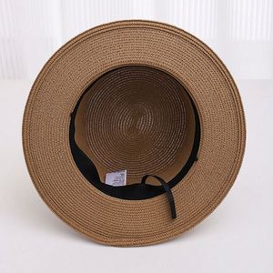 French Flat Top Sunshade Straw <b>Hat</b> 2025 New Straw Boater <b>Hat</b> Summer Beach Holiday Sun <b>Hat</b> - Product Image 3