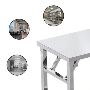 Mesa de Jantar Dobrável Portátil de Aço Inoxidável de Alta Qualidade com Prateleira Inferior Fácil de Limpar Ideal para Uso em Restaurantes e Piqueniques - Product Image 4
