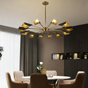 Lustre rétro en cuivre à 6/8/12 ampoules, luminaire suspendu vintage, lampe en fer doré, ampoule industrielle, lampes de cuisine et de loft - Product Image 2