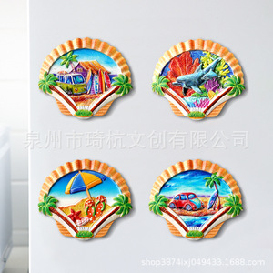 Imanes de resina con temática del océano para nevera, 4 unidades, diseño costero en forma de corazón, pegatinas magnéticas de animales para decoración del hogar - Product Image 2