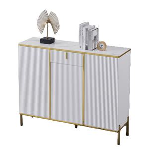 Meuble à chaussures moderne en bois blanc, meuble de salon de luxe, buffet de luxe - Product Image 1