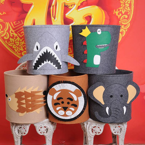 Cesto <span class=keywords><strong>in</strong></span> <span class=keywords><strong>Feltro</strong></span> Pieghevole a Forma di Cartone Animato, Contenitore Cilindrico per Giocattoli e Vestiti dei Bambini - Product Image 2