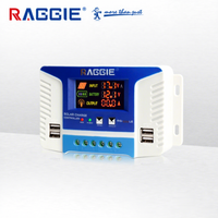 Régulateur de système d'énergie solaire RAGGIE 20A 12V 24V PWM, contrôleur de charge solaire