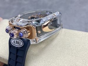 Reloj Jacob & Co. Bugatti Chiron Tourbillon Reloj Deportivo de Lujo Cristal de Zafiro Correa de Caucho Azul Movimiento Citizen Agujas - Product Image 6