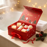 Coffret cadeau de Noël pour spa avec bougie, bombes de bain, savon, huile, emballage en verre, vente en gros, cosmétiques, parfums, coffret cadeau
