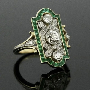 Anillo de Cetro Real Calado Cuadrado para Mujer, Estilo Vintage, Accesorio para Uso Diario y Fiestas - Product Image 2