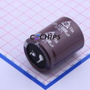 ตัวเก็บประจุแบบอิเล็กโทรไลต์อะลูมิเนียมแบบ Snap-in รุ่น TDA50V12000M35*45 ชนิด Through hole (THT) ขนาด D35xL45 มม. 12000uF 20% 50V 10 มม. - Product Image 1