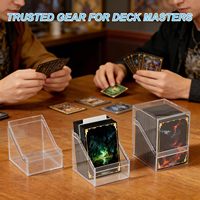 Boîte de rangement pour cartes Commander en acrylique, capacité 100+ cartes sous étui, transparente, anti-UV, pour cartes MTG, TCG, cartes sportives, étuis de présentation
