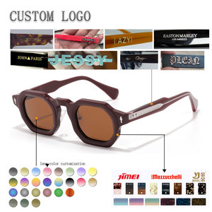 Octagonal Full Rim Sunglasses Solid Blue <b>Frame</b> Polycarbonate Lens Anti-Uv Protection Unisex Adult - Product Image 2
