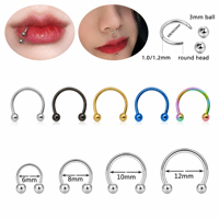 Hufeisen-Nasenring 16G CZ Nasenring für Frauen 8MM Innengewinde Lippen-Septum-Piercing Schmuck Helix/Daith/Tragus Ohrring