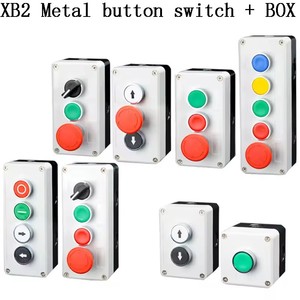 NEW XB2 Metal <strong>button</strong> switch control box start stop industrial <strong>identification</strong> symbol self reset circular emergency stop SWITCH - Product Image 1