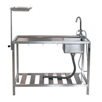 Équipement médical Table de dissection vétérinaire pour la chirurgie des animaux Hauteur réglable multifonction en acier inoxydable avec évier intégré