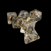 Jeu de dés de jeu polyédriques en plastique transparent personnalisé avec paillettes dorées pour enfants